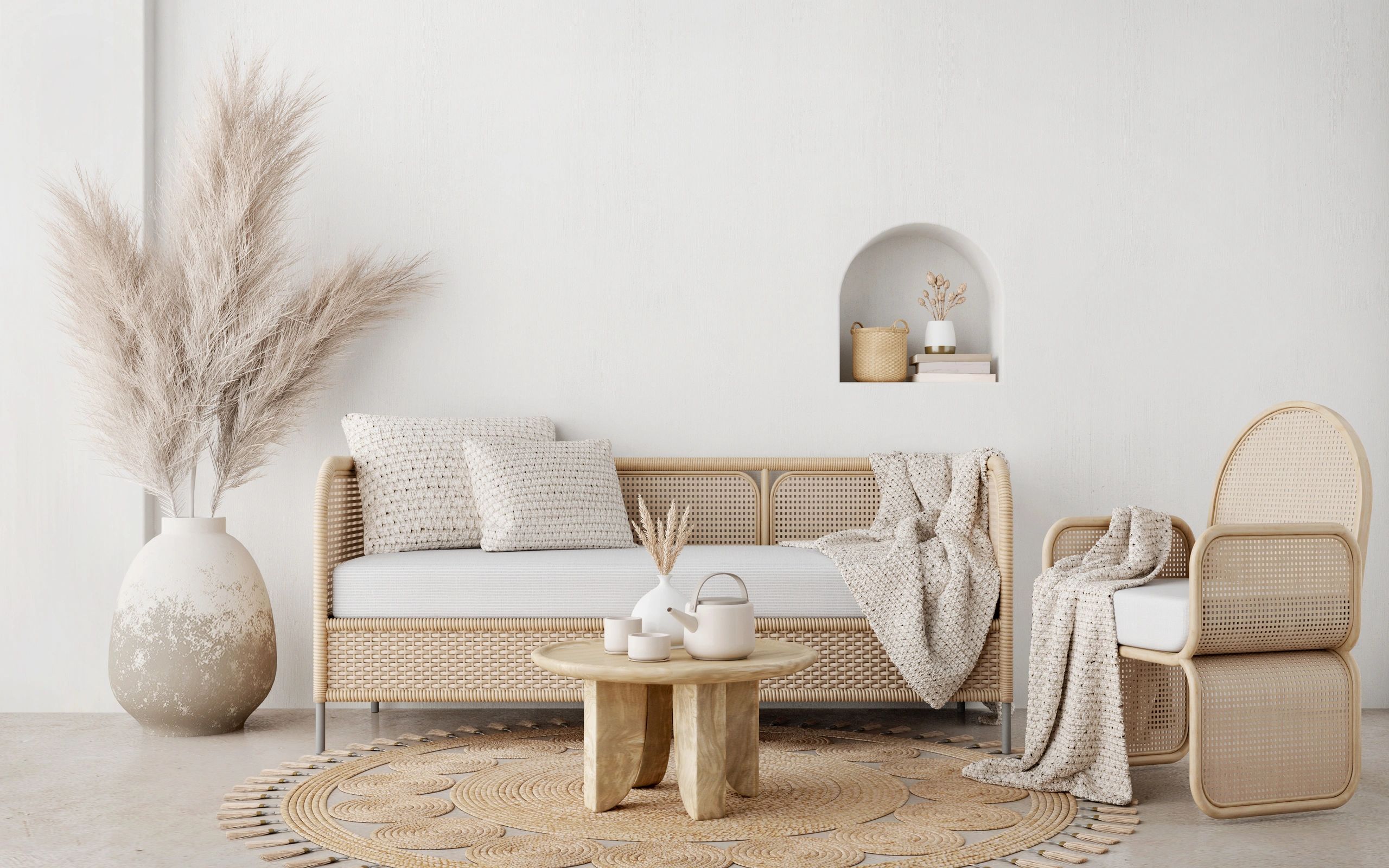 Luxurious handwoven rugs displayed in an elegant interior setting